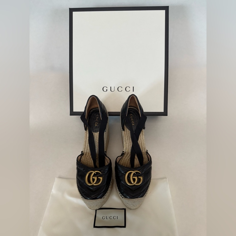 Gucci GG Marmont Wedge Espadrilles